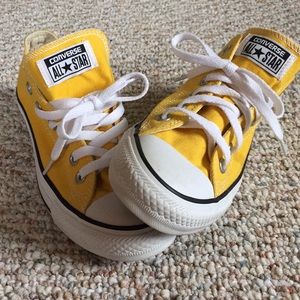 yellow converse all star low tops